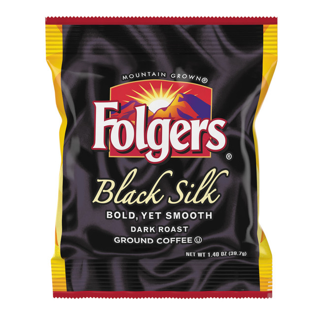 THE J.M. SMUCKER COMPANY 00019 Folgers Black Silk Single-Serve Packs, Dark Roast, 1.4 Oz Per Bag, Carton Of 42