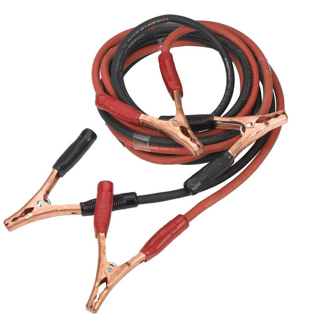 Ability One Booster Cables; Cable Type: Parrot Jaw Clamps with Welding Cable; Wire Gauge: 1/0 ga; Cable Length: 25ft; Cable Color: Red & Black; Amperage: 600A 10030