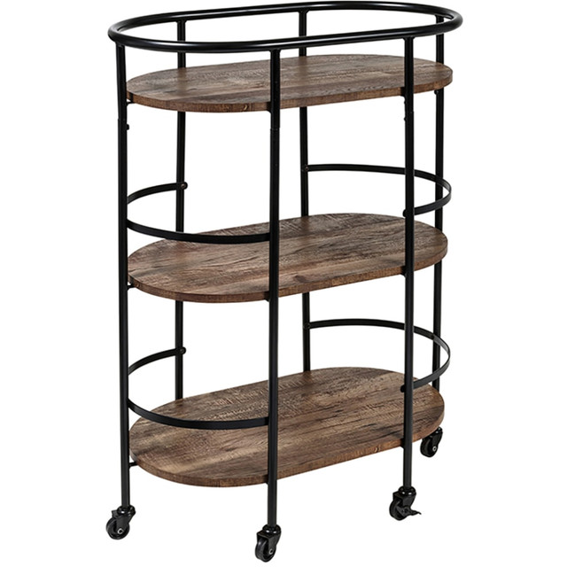 HONEY-CAN-DO INTERNATIONAL, LLC Honey Can Do CRT-09807  3-Tier 13in Rolling Bar Cart, Black/Brown