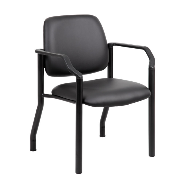 NORSTAR OFFICE PRODUCTS INC. B9591AM-BK Boss Office Products Mid-Back Guest Chair With Arms, Black NORSTAR OFFICE PRODUCTS INC. B9591AM-BK Boss Office Products Mid-Back Guest Chair With Arms, Black