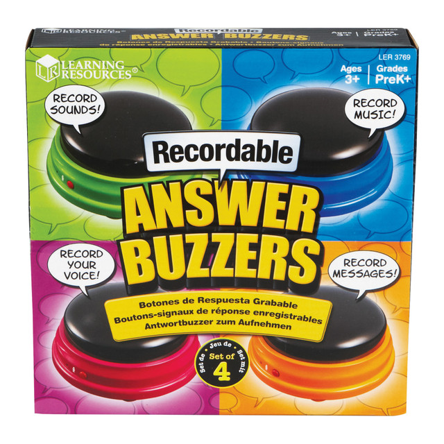 LEARNING RESOURCES, INC. 3769 Learning Resources Recordable Answer Buzzers, Multicolored / Skill Learning Sound Game, 3+, Pack Of 4