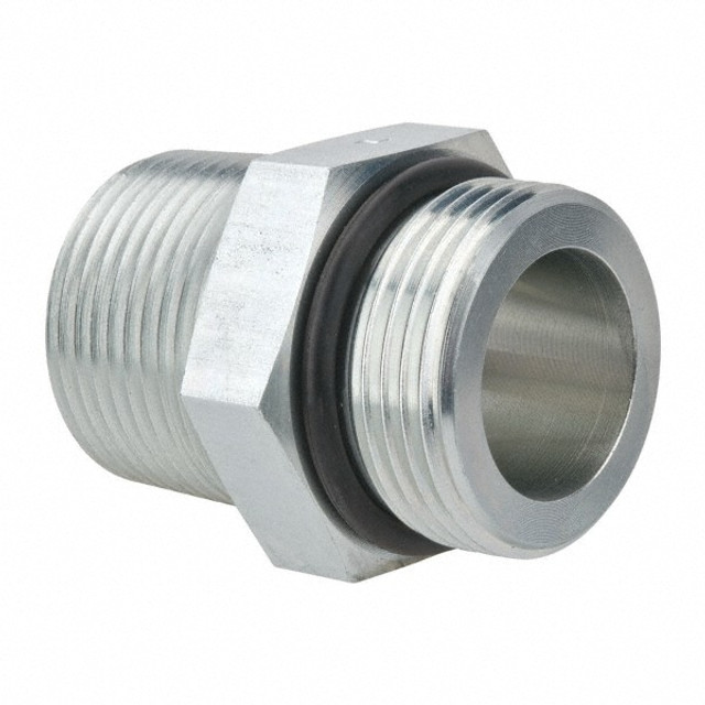 Parker 16-1 F5OF-S Industrial Pipe Adapter: 1-5/16-12 x 1" Male Thread, Male Straight Thread O-Ring x Male NPTF