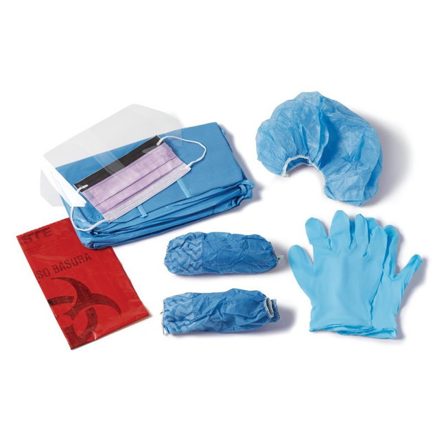 MEDLINE INDUSTRIES, INC. DYKD100EPKLF2 Medline Employee Protection Kits With Eye Shields, Blue, Pack Of 25 Kits