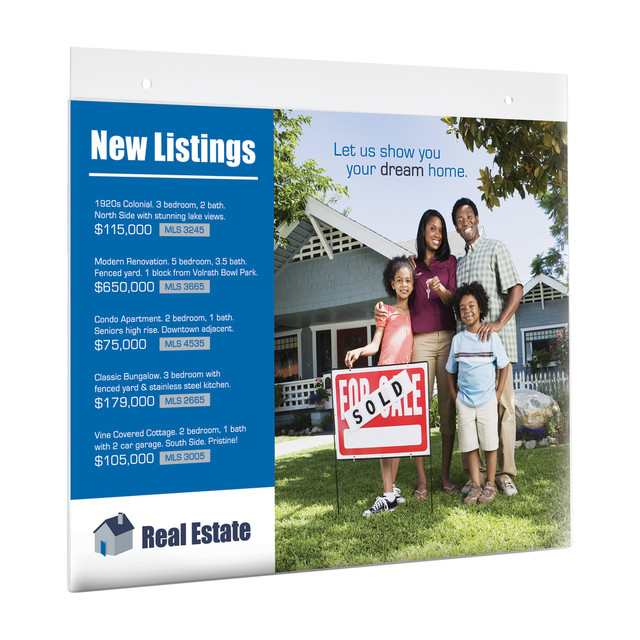 Let everyone know about your sale with help from a quality wall sign holder. Office Depot sign holders accommodate a variety of literature sizes and offer a convenient top-loading design, so you can easily switch out your display.  Durable clear acrylic material protects and displays your sign.  Sign loads from the top for easy use.