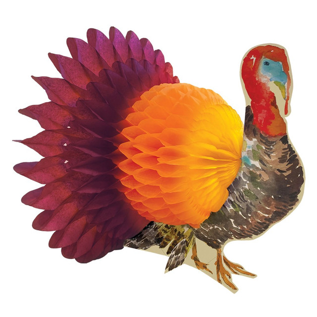 AMSCAN 280131  Thanksgiving Mini Honeycomb Turkey Centerpiece, Paper, 6in, 2 Per Pack, Set Of 8 Packs