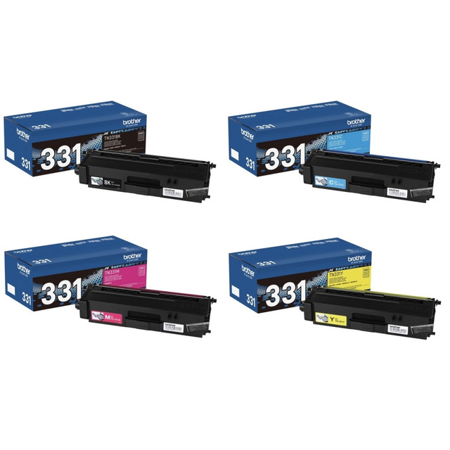 BROTHER INTL CORP TN331SET-OD Brother TN331 4-Color Black/Cyan/Magenta/Yellow Toner Cartridges, Pack Of 4 Cartridges, TN331SET-OD