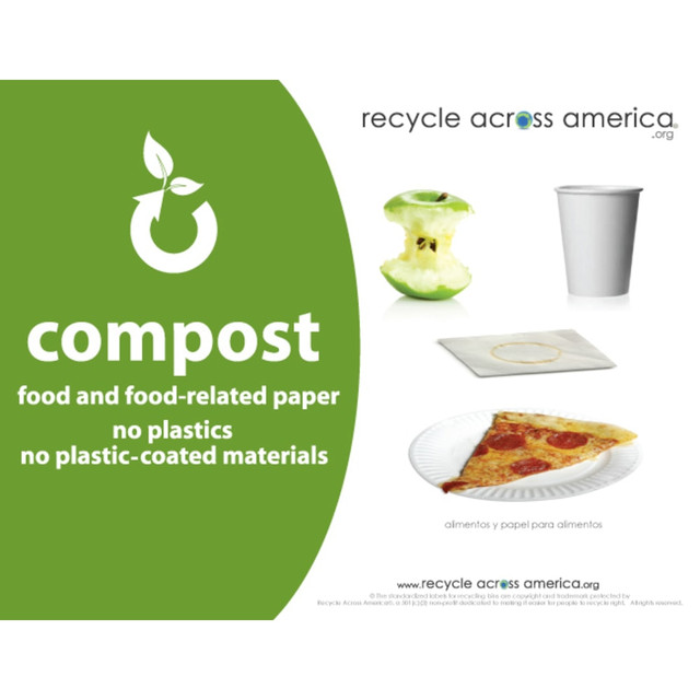 PACKAGING DYNAMICS COMP-8511 Recycle Across America Compost Standardized Labels, COMP-8511, 8 1/2in x 11in, Green