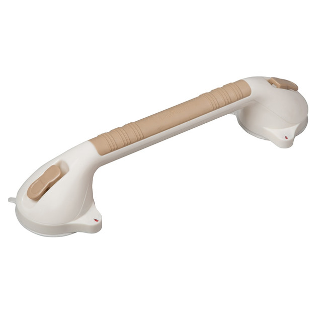 MABIS HEALTHCARE, INC. 521-1562-1916 HealthSmart Suction Cup Grab Bar With Germ Protection, 16inH x 2inW x 3 1/2inD, Sand