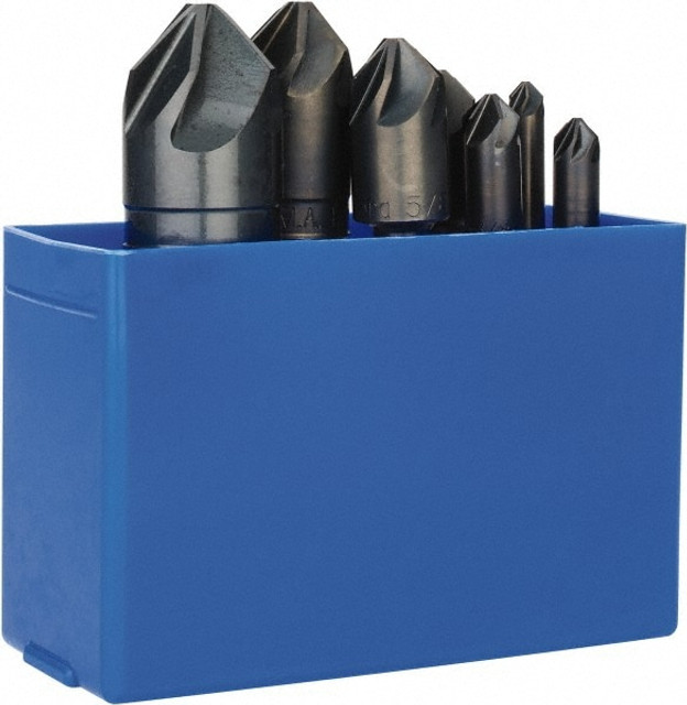 M.A. Ford. 79000003 Countersink Set: 7 Pc, 1/4 to 1" Head Dia, 6 Flute, 90 ° Included Angle