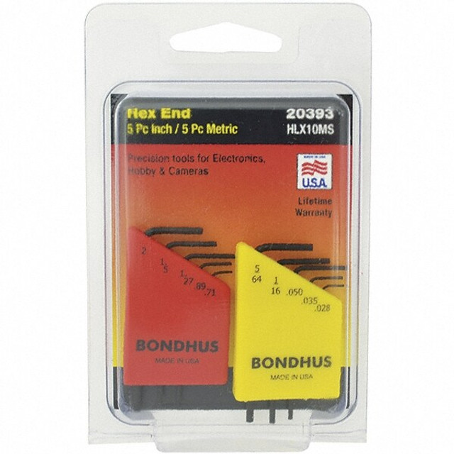 Bondhus Clamshell 20393 10 Piece, L-Key Hex Key Set