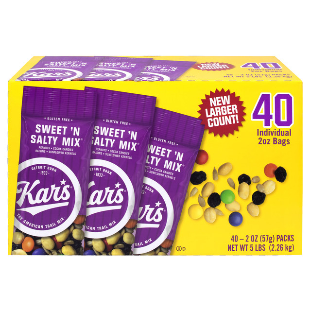 KARs NUTS Kar's 8358 Kars Sweet N Salty Trail Mix, 2 Oz, Box Of 40 Packs