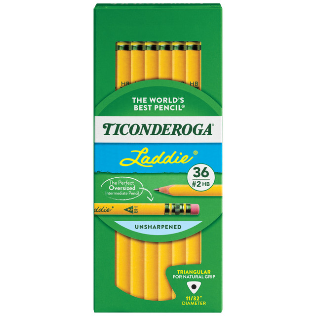 DIXON TICONDEROGA COMPANY 13042 Ticonderoga Laddie Tri-Write Triangular No. 2 Pencils, #2 Lead, Soft, Pack of 36