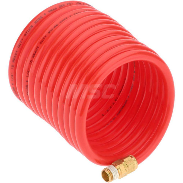 PRO-SOURCE 5520014112PRO Coiled & Self Storing Hose: 1/4" ID, 12' Long, Male Swivel x Male Swivel