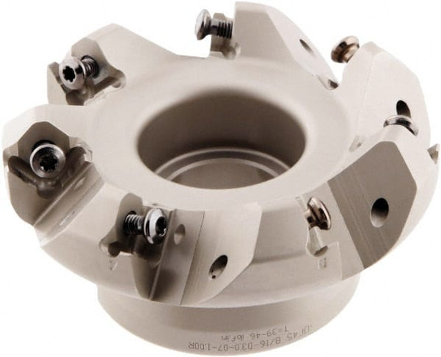 Iscar 3104645 3" Cut Diam, 1" Arbor Hole, 0.138" Max Depth of Cut, 45° Indexable Chamfer & Angle Face Mill
