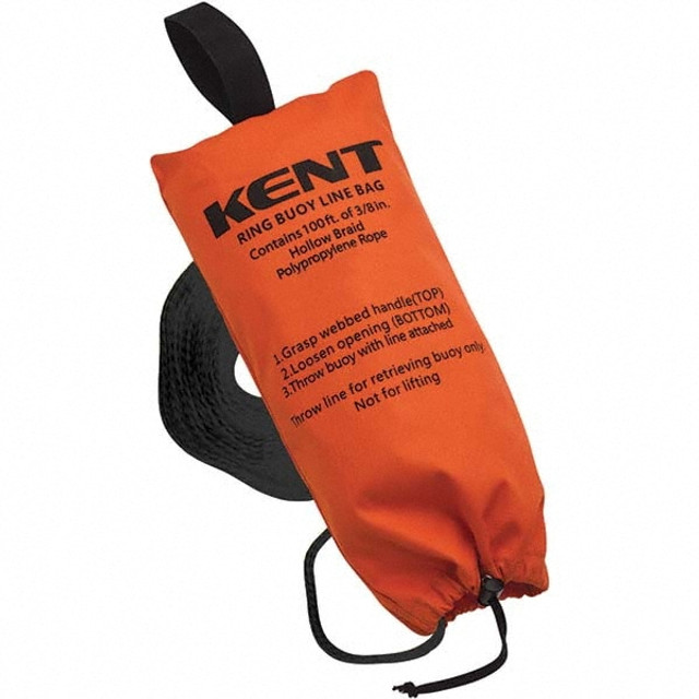 Kent 152500-200-999- Rescue Buoys, Rings & Ropes; Type: Buoy Line Bag Rope ; Rope Diameter (inch): 0.375 ; Rope Length (feet): 100 (Feet); Material: Multi-filament Polypropylene ; USCG Rating: Type 4 ; Minimum Buoyancy (lbs): 16.5 (Pounds)