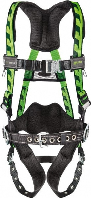 Miller AC-TB-BDP/UGN Fall Protection Harnesses: 400 Lb, AirCore Construction Style, Size Large & X-Large, Polyester