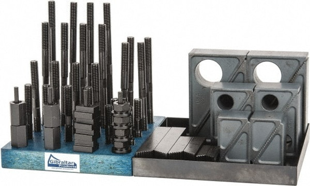 Gibraltar 20211G 50 Piece Fixturing Step Block & Clamp Set with 1-1/2" Step Block, 9/16" T-Slot, 1/2-13 Stud Thread