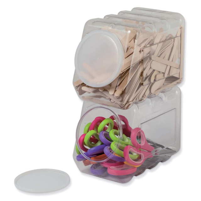 EDUCATORS RESOURCE PAC27660-2 Pacon Interlocking Storage Containers With Lids, 9-1/2inH x 6-3/4inW x 5-1/2inD, Clear, Set Of 2 Containers EDUCATORS RESOURCE PAC27660-2 Pacon Interlocking Storage Containers With Lids, 9-1/2inH x 6-3/4inW x 5-1/2inD, Clear, Set Of 2 Containers