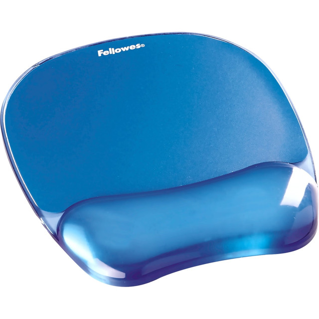 FELLOWES INC. 91141 Fellowes Gel Crystals Mouse Pad With Wrist Rest, 1inH x 7.94inW x 9.25inD, Blue