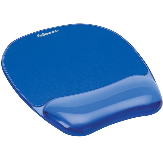 FELLOWES INC. 91141 Fellowes Gel Crystals Mouse Pad With Wrist Rest, 1inH x 7.94inW x 9.25inD, Blue