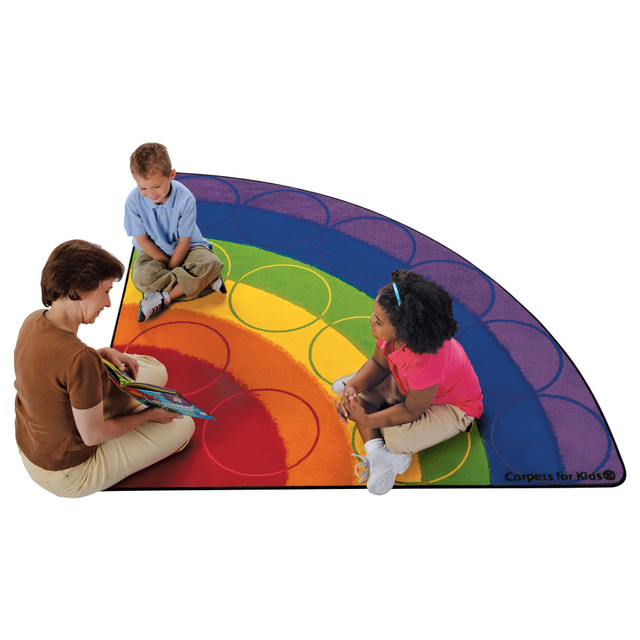 CARPETS FOR KIDS ETC. INC. 1266 Carpets for Kids Premium Collection Rainbow Rows Seating Corner Rug,  6ft, Blue