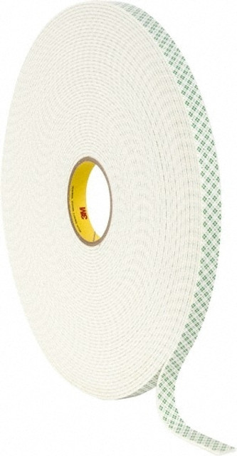 3M 7000048482 Off-White Double-Sided Urethane Foam Tape: 3/4" Wide, 36 yd Long, 1/8" Thick, Acrylic Adhesive