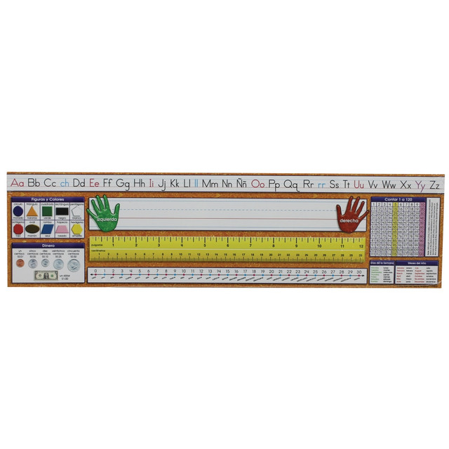 North NST9007-3  Star Teacher Resources Spanish Desk Plates, 19in x 5in, Traditional Manuscript, Grades 1-8, 36 Plates Per Pack, Set Of 3 Packs