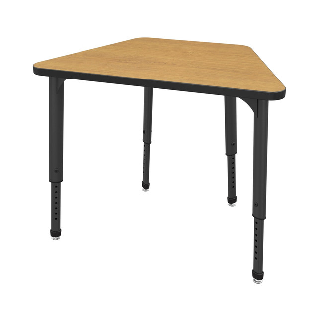 MARCO GROUP, INC. 38-2284-49-BLK Marco Group Apex Series Adjustable Trapezoid 36inW Student Desk, Solar Oak/Black