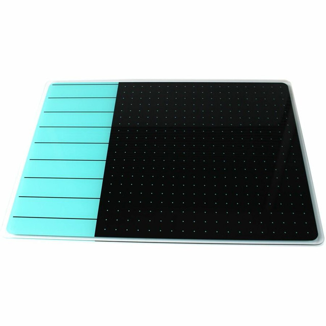 Floortex FCVGM1723TP Viztex&reg; Glacier Teal & Black Plan & Grid Glass Dry Erase Board - 17" x 23"