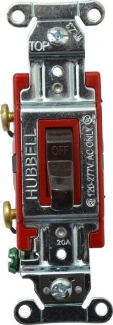 Hubbell Wiring Device-Kellems 1222B 2 Pole, 120 to 277 VAC, 20 Amp, Industrial Grade Toggle Wall Switch