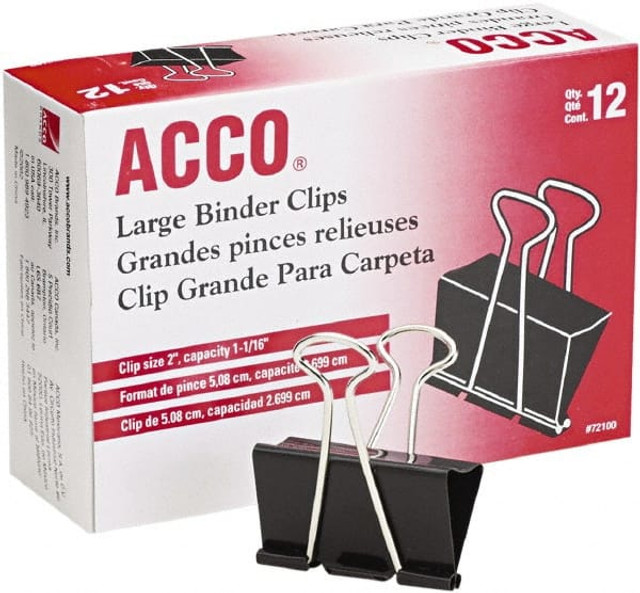 ACCO Pack of (12) 2" Wide Binder Clips ACC72100