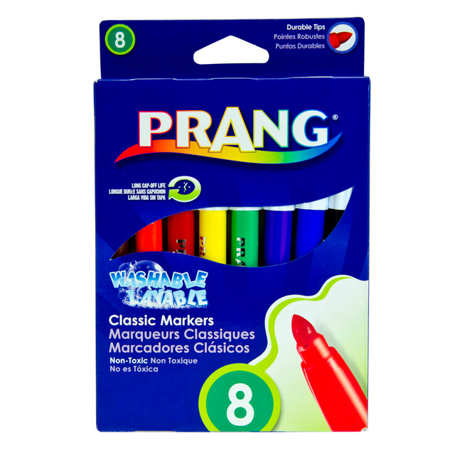 DIXON TICONDEROGA COMPANY 80680 Prang Classic Color Washable Art Markers, Conical Tip, Assorted Colors, Pack Of 8