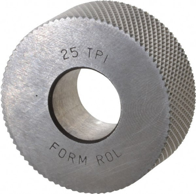 MSC PHF-225 Standard Knurl Wheel: 1-1/4" Dia, 90 ° Tooth Angle, 25 TPI, Diamond, High Speed Steel