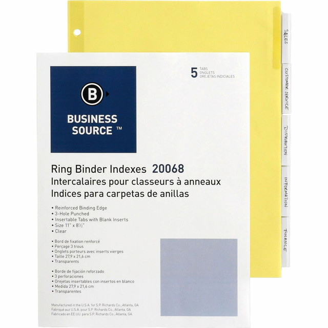 Business Source 20068 Business Source Buff Stock Ring Binder Indexes