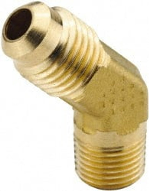 Parker 159F-5-2 Brass Flared Tube Male 45 ° Elbow: 5/16" Tube OD, 1/8-27 Thread, 45 ° Flared Angle