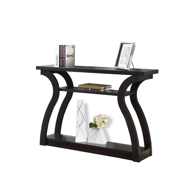 MONARCH PRODUCTS Monarch Specialties I 2445  Console Table, Curved, 3 Tier, Cappuccino