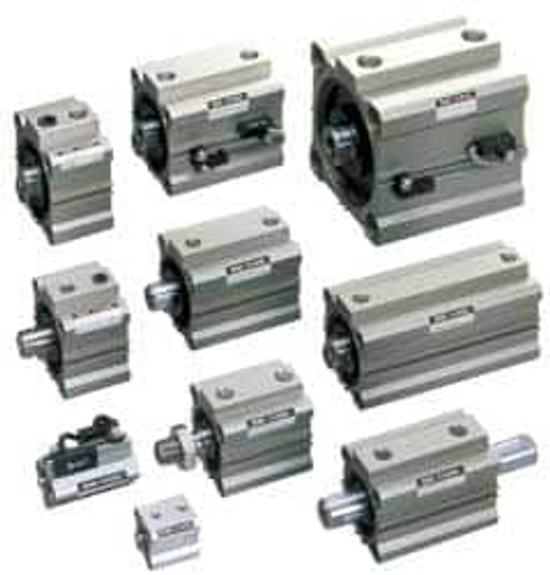 SMC PNEUMATICS NCDQ2B50-10DZ Double Acting Rodless Air Cylinder: 2" Bore, 3/8" Stroke, 145 psi Max, 1/4 NPT Port, Double Clevis Mount