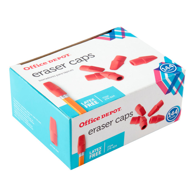 OFFICE DEPOT RW279624 Brand Eraser Caps, Red, Box Of 144 OFFICE DEPOT RW279624 Brand Eraser Caps, Red, Box Of 144