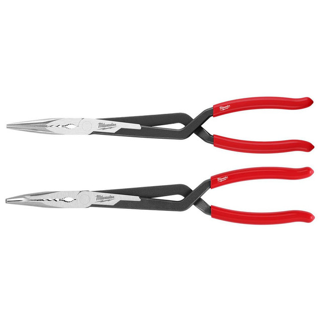 Milwaukee Tool 48-22-6542 Plier Sets; Plier Type Included: Straight Long Reach Pliers ; Container Type: Clamshell ; Handle Material: Plastic ; Includes: (1) 13" Straight Long Reach Plier, (1) 13" 45 Degree Long Reach Plier ; Insulated: No ; Tether St