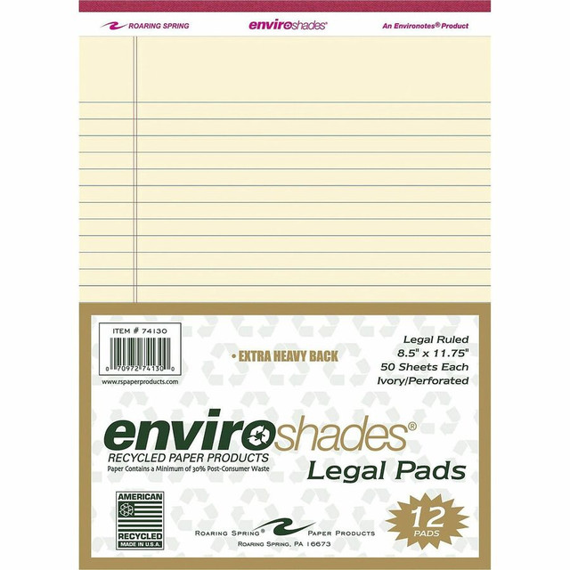 Roaring Spring Paper Products Roaring Spring 74130cs Roaring Spring EnviroShades Colored Legal Pad