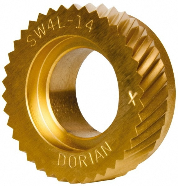 Dorian Tool 73310128110 Standard Knurl Wheel: 1" Dia, 90 ° Tooth Angle, 14 TPI, Diagonal, Cobalt