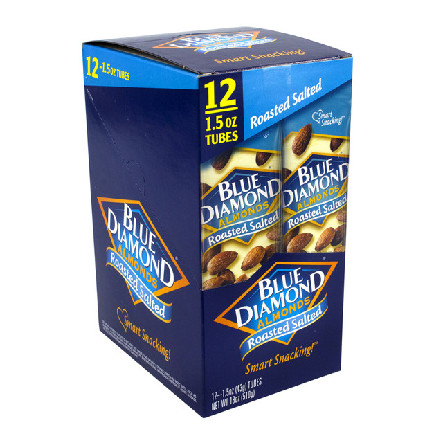 RAGOLD 5200 Blue Diamond Roasted Salted Almonds, 1.5 Oz, Box Of 12 Pouches RAGOLD 5200 Blue Diamond Roasted Salted Almonds, 1.5 Oz, Box Of 12 Pouches