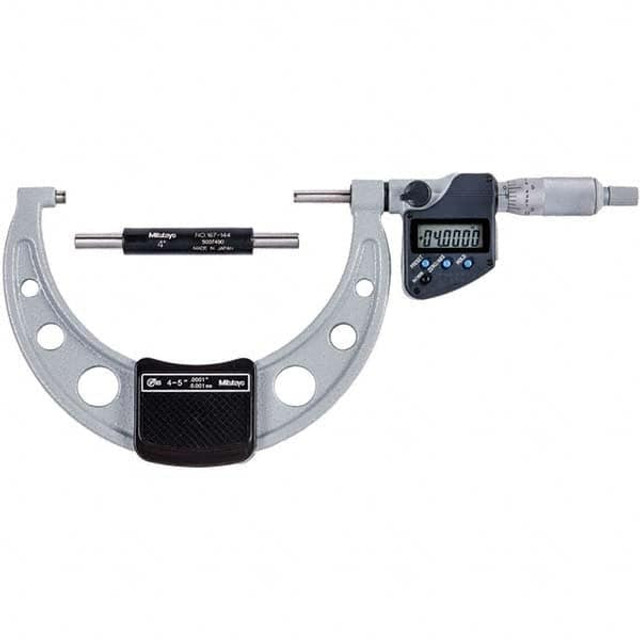 Mitutoyo 293-350-30CAL Electronic Outside Micrometer: 5", Carbide Tipped Measuring Face, IP65