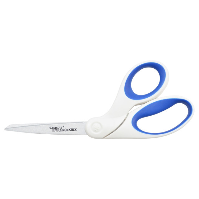 ACME UNITED CORPORATION 16578 Westcott Titanium Bonded Non-Stick Scissors, 8in, Pointed, Blue/White