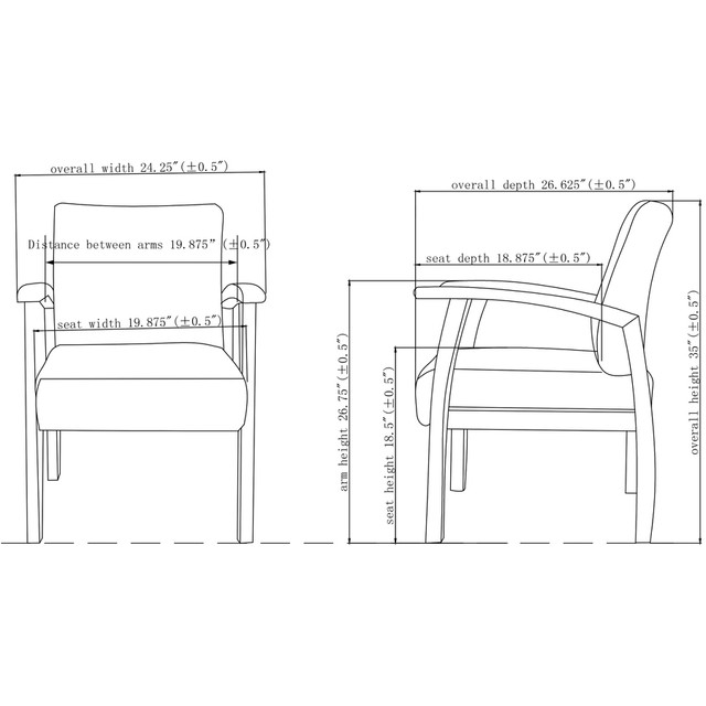 Lorell 68551 Lorell Thickly Padded Guest Chair