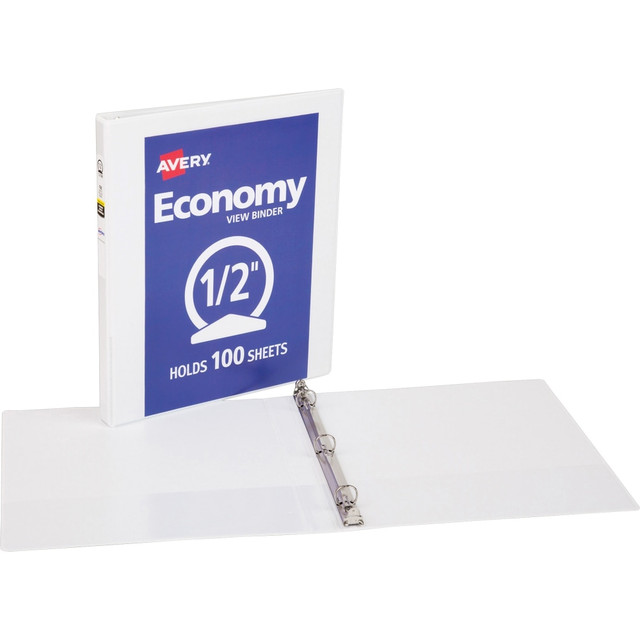 AVERY PRODUCTS CORPORATION 05706 Avery Economy View 3-Ring Binder, 1/2in Round Rings, 51% Recycled, White