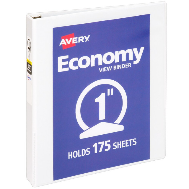 AVERY PRODUCTS CORPORATION 05711 Avery Economy View 3-Ring Binder, 1in Round Rings, White AVERY PRODUCTS CORPORATION 05711 Avery Economy View 3-Ring Binder, 1in Round Rings, White
