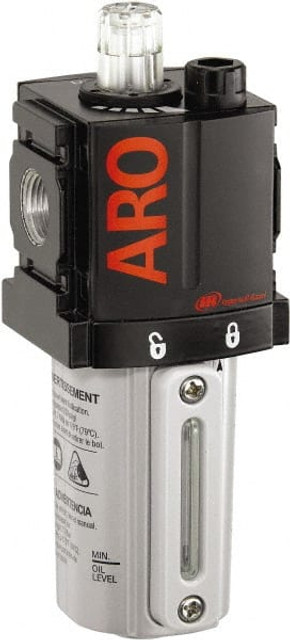 ARO/Ingersoll-Rand L36221-110 Compact Compressed Air Lubricator: 1/4" Port, NPT Ends, 51 CFM