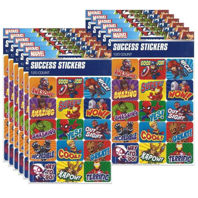 EDUCATORS RESOURCE Eureka EU-657302-12  Success Stickers, Marvel Super Hero Adventure, 120 Stickers Per Pack, Set Of 12 Packs