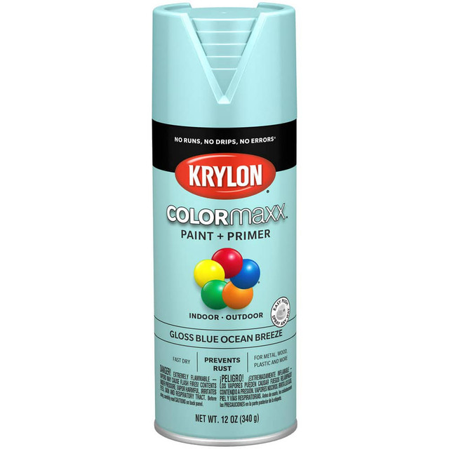 Krylon K05506007 Spray Paints; Product Type: Acrylic Enamel ; Type: Acrylic Enamel Spray Paint ; Color: Blue Ocean Breeze ; Finish: Gloss ; Color Family: Blue ; Container Size (oz.): 12.000